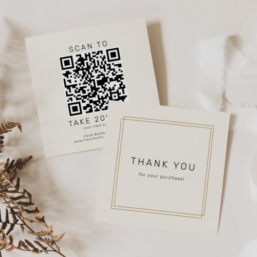 AVERY Chic Gold Black Business QR Code Thank You Discount Card
