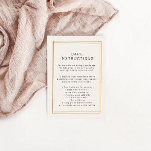 AVERY Chic Gold Black Product Care Instructions Enclosure Card
