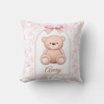 Avery | Custom Pink Teddy Bear Nursery Design  Throw Pillow