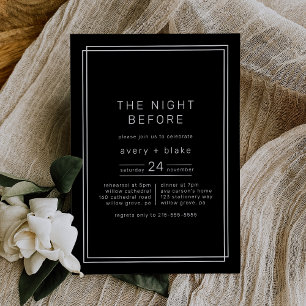 AVERY Dark Black The Night Before Rehearsal Dinner Invitation