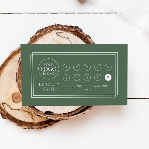 AVERY Dark Green Logo Business Reward 10 Punch Loyalty Card