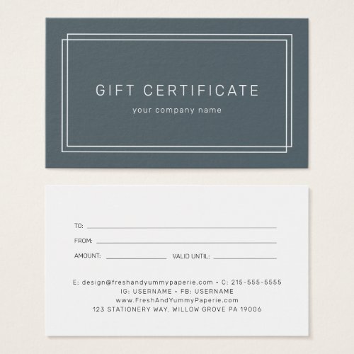 AVERY Dark Navy Blue Business Gift Certificate