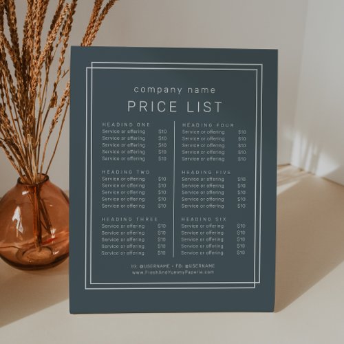 AVERY Dark Navy Blue Business Services Price List Pedestal Sign