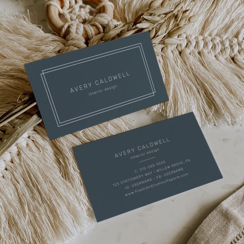 AVERY Dark Navy Blue Double Frame Business Card