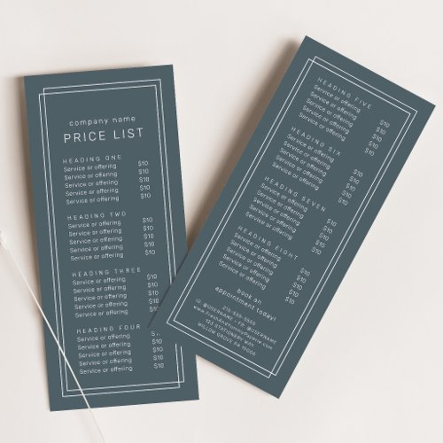 AVERY Dark Navy Blue Double Frame Price List Rack Card