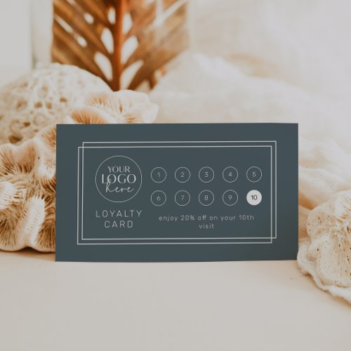AVERY Dark Navy Blue Logo Business Reward 10 Punch Loyalty Card