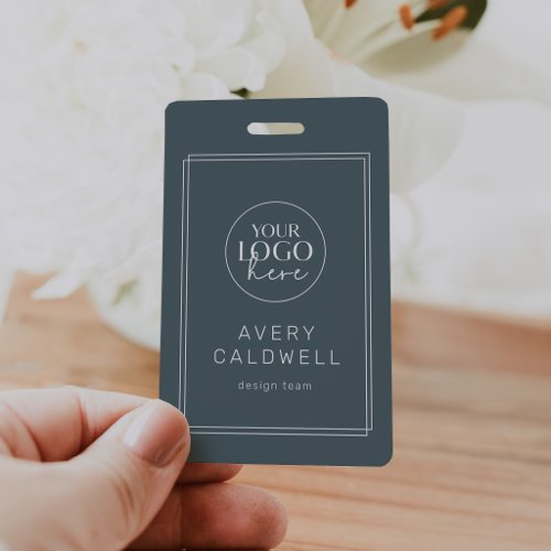 AVERY Dark Navy Blue Logo QR Code Employee ID Card Badge