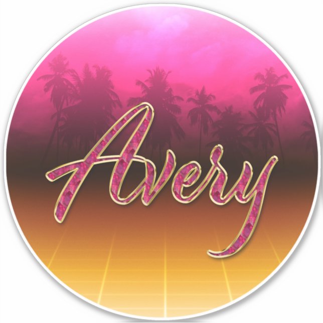 Avery First Name Golden pink Sticker (Front)