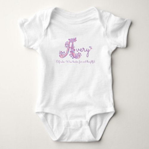 Avery girls name pastel purple custom meaning baby bodysuit