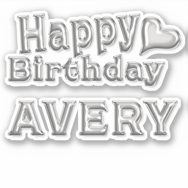 Avery Happy Birthday silver sticker sticker (Front)