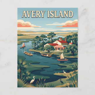 Avery Island Louisiana Vintage Travel Poster Postcard