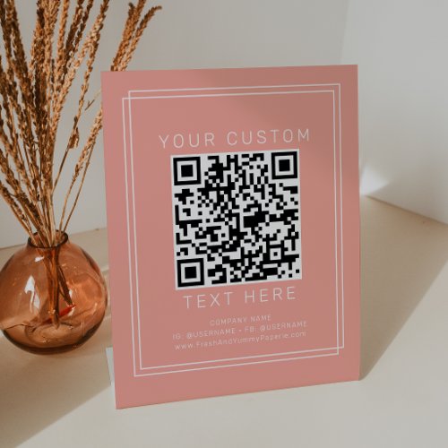 AVERY Minimal Blush Peach Business Custom QR Code Pedestal Sign
