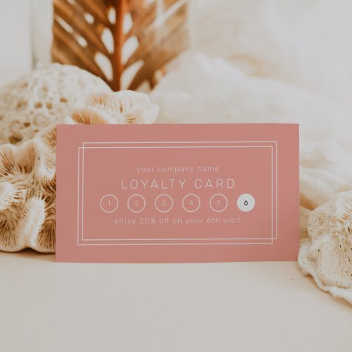 AVERY Minimal Blush Peach Business Reward 6 Punch Loyalty Card
