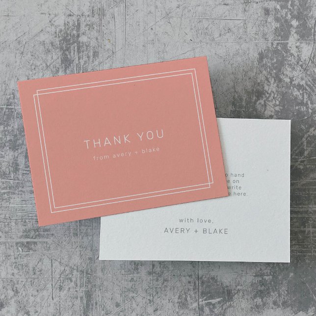 AVERY Minimal Blush Peach Coral Thank You Card (AVERY Minimal Blush Peach Coral Thank You Card)