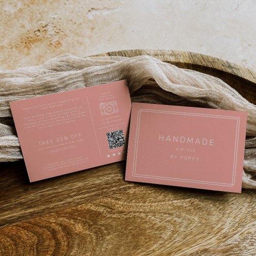AVERY Minimal Blush Peach Handmade Thank You Order Enclosure Card