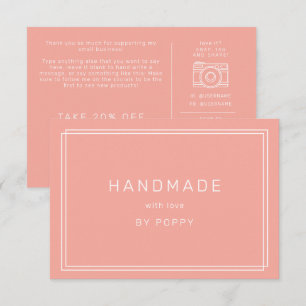 AVERY Minimal Blush Peach Handmade Thank You Order Enclosure Card