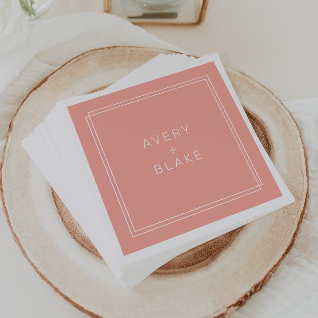 AVERY Minimal Blush Peach Soft Coral Wedding Napkins (AVERY Minimal Blush Peach Soft Coral Wedding Napkins)
