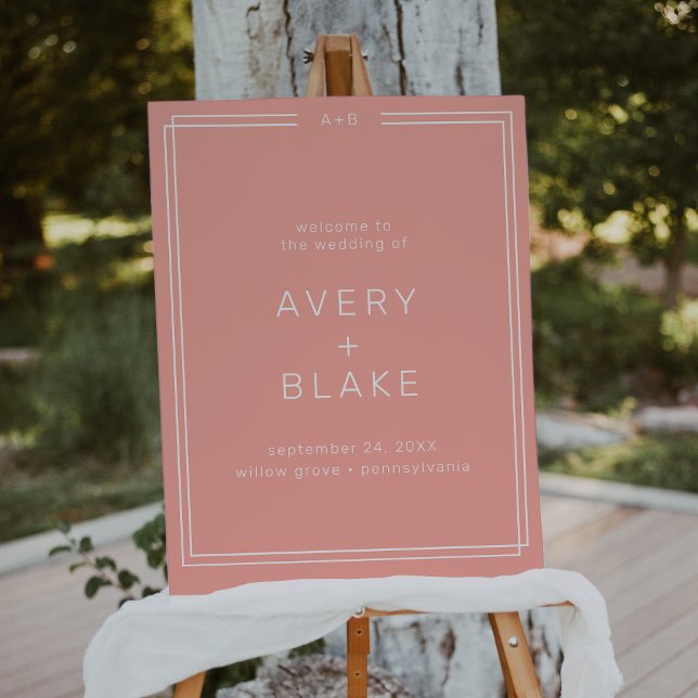 AVERY Minimal Blush Peach Wedding Welcome Sign (AVERY Minimal Blush Peach Wedding Welcome Sign)