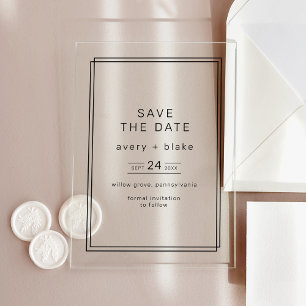 AVERY Minimalist Wedding Save the Date Acrylic Invitations