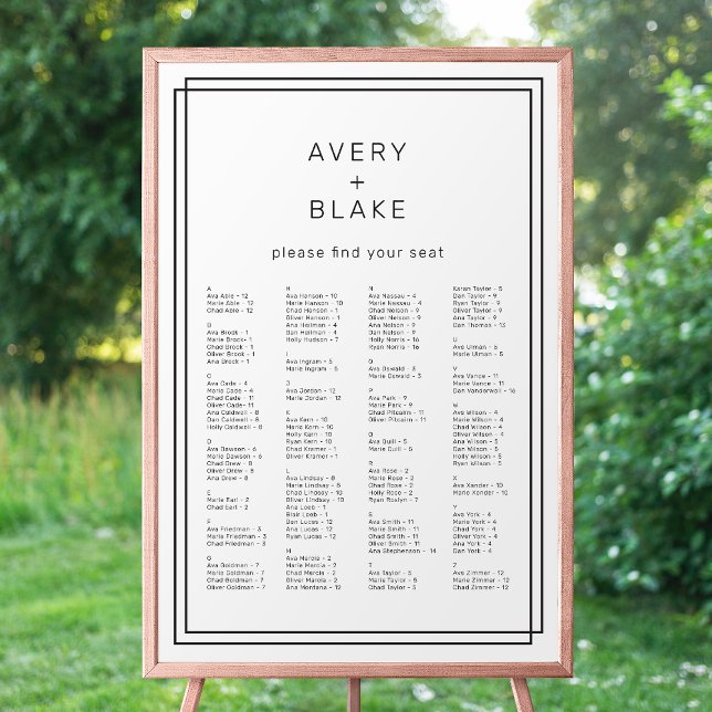 AVERY Minimalist Wedding Seating Chart Template (AVERY Minimalist Wedding Seating Chart Template)