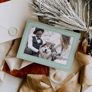 AVERY Mint Green Framed Couples Photo Christmas Holiday Card