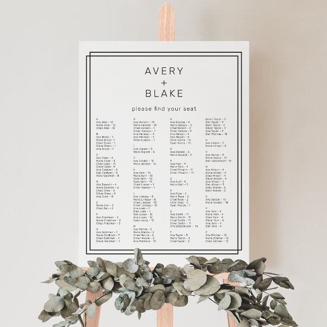 AVERY Modern Black and White Wedding Seating Chart Foam Board (AVERY Modern Black and White Wedding Seating Chart Foam Board)