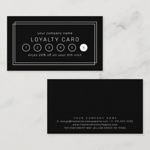 AVERY Modern Black Business Reward 6 Punch Loyalty Card