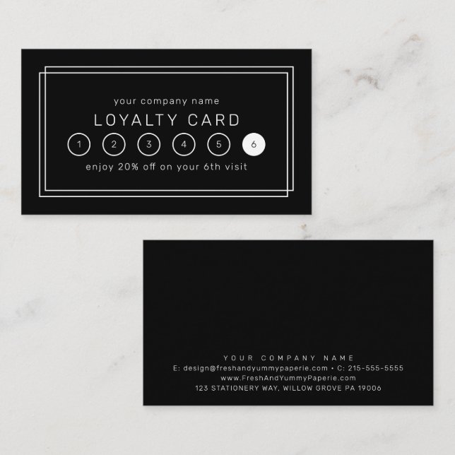 AVERY Modern Black Business Reward 6 Punch Loyalty Card (Front/Back)