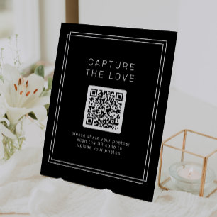 AVERY Modern Black Capture the Love Wedding Pedestal Sign