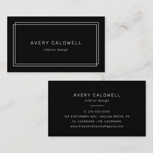 AVERY Modern Black Double Frame Business Card