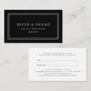 AVERY Modern Black Double Frame Refer A Friend Referral Card