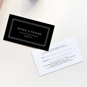 AVERY Modern Black Double Frame Refer A Friend Referral Card