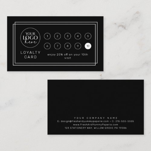 AVERY Modern Black Logo Business Reward 10 Punch Loyalty Card