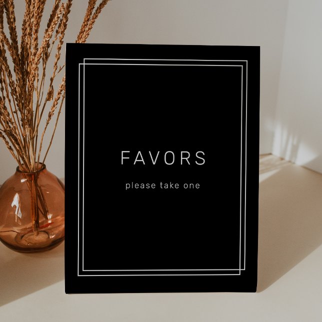 AVERY Modern Black Wedding Favor Pedestal Sign (AVERY Modern Black Wedding Favor Pedestal Sign)