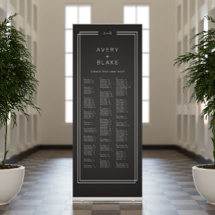 AVERY Modern Black Wedding Seating Chart Retractable Banner
