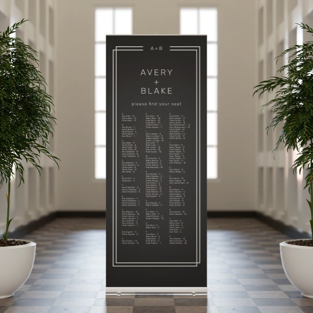 AVERY Modern Black Wedding Seating Chart Retractable Banner (AVERY Modern Black Wedding Seating Chart Retractable Banner)