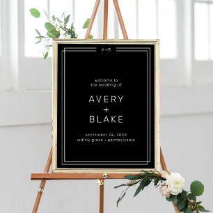 AVERY Modern Black Wedding Welcome Sign Template