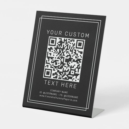 AVERY Modern Dark Black Business Custom QR Code Pedestal Sign