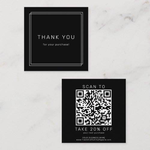 AVERY Modern Dark Black Business QR Code Thank You Discount Card