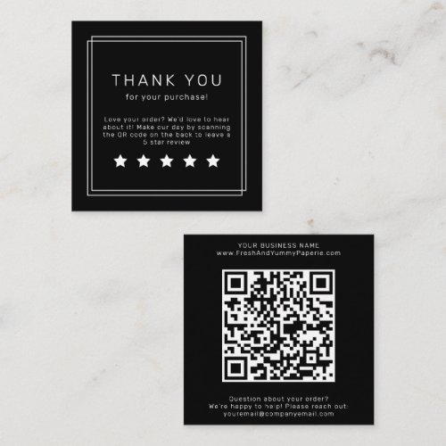 AVERY Modern Dark Black QR Code Leave A Review Square Business Card