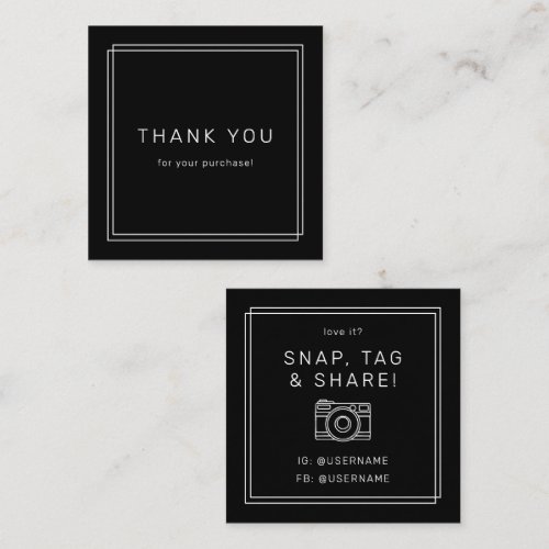 AVERY Modern Dark Black Snap Tag Share Thank You