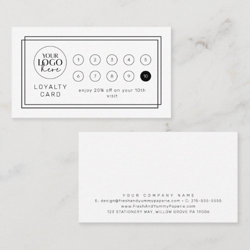 AVERY Modern Minimal Logo Business Reward 10 Punch Loyalty Card