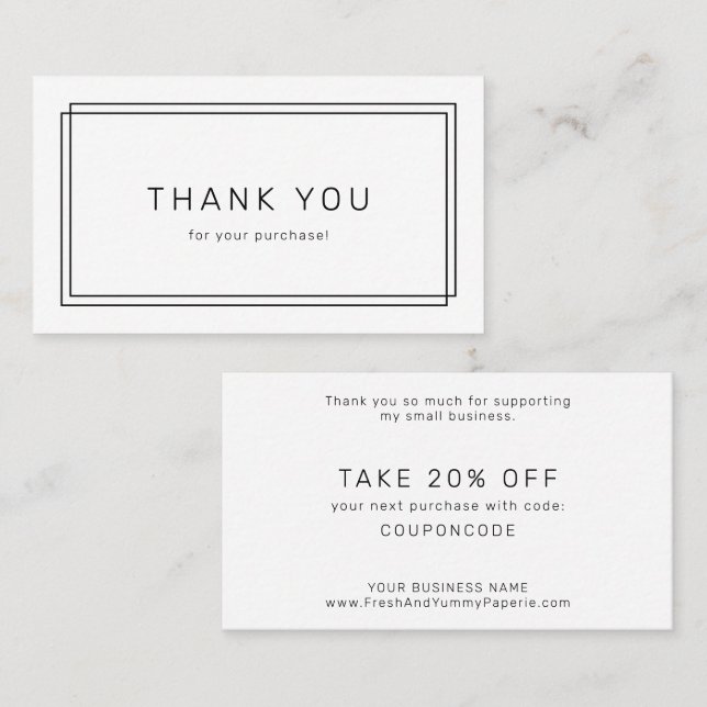 AVERY Modern Minimalist Business Thank You Discount Card (Front/Back)