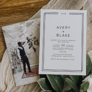 AVERY Modern Minimalist Double Frame Photo Wedding Invitation