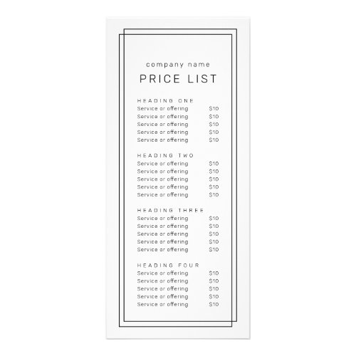 AVERY Modern Minimalist Double Frame Price List Rack Card