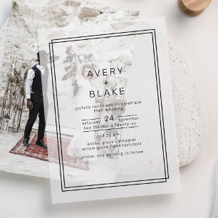 AVERY Modern Minimalist Double Frame Wedding Vellum Invitations