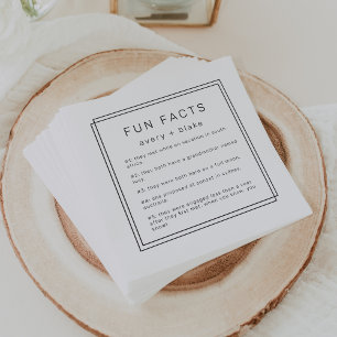 AVERY Modern Minimalist Fun Fact Wedding Napkins