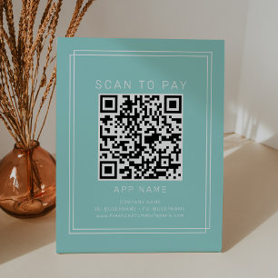 AVERY Modern Minimalist Mint Business Scan To Pay Pedestal Sign