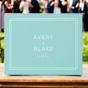 AVERY Modern Minimalist Mint Green Frame Wedding Guest Book