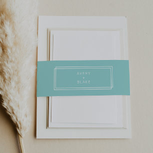 AVERY Modern Minimalist Mint Green Frame Wedding Invitation Belly Band